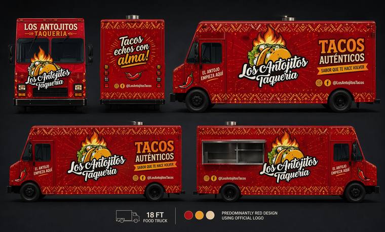 Los Antojitos truck wrap design