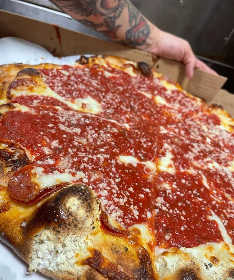 Coley's Pizza — sauce-on-top pie